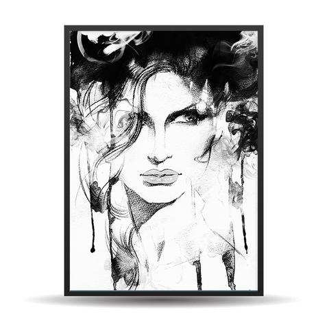 Black & White - Watercolor Female #2